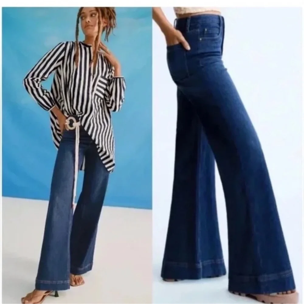 Anthropologie Maeve The Jada High Rise Wide Leg Jeans Size 29T - Picture 6 of 6